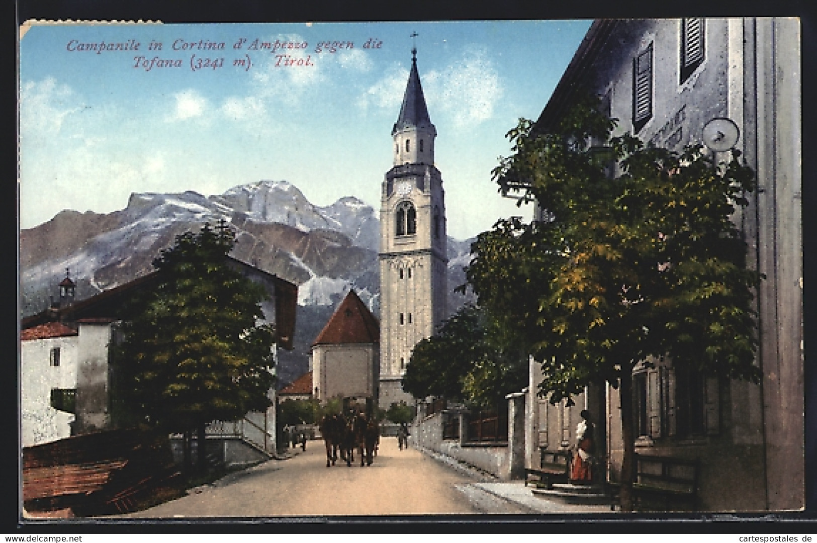 Cartolina Cortina D`Ampezzo, Ortspartie Gegen Die Tofana  - Autres & Non Classés