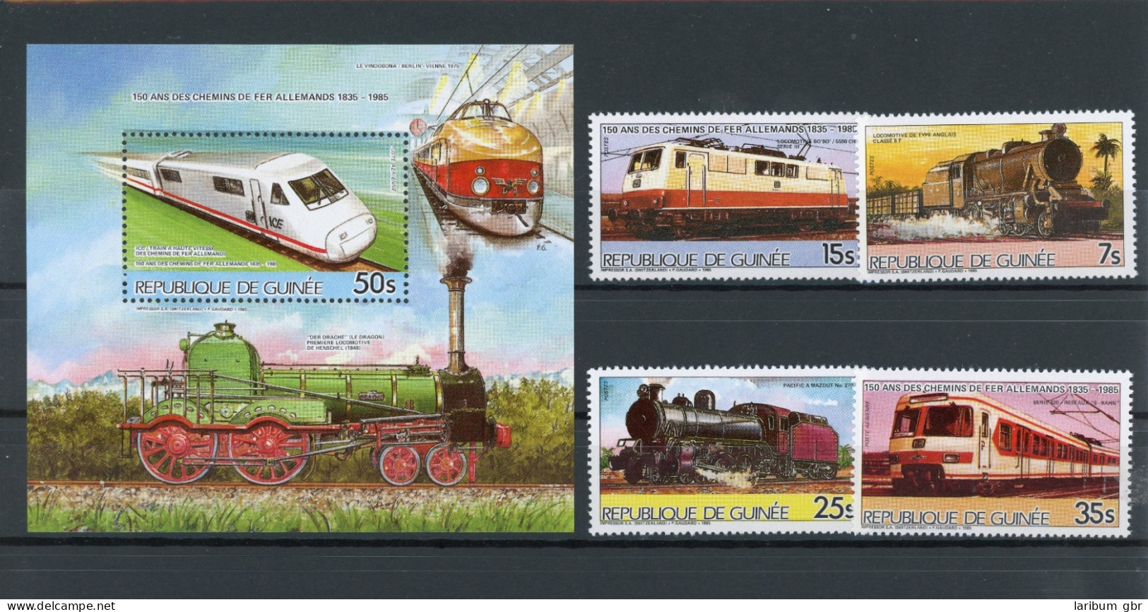 Guinea 1076-1079, Block 186 Postfrisch Eisenbahn #IY830 - Guinée (1958-...)