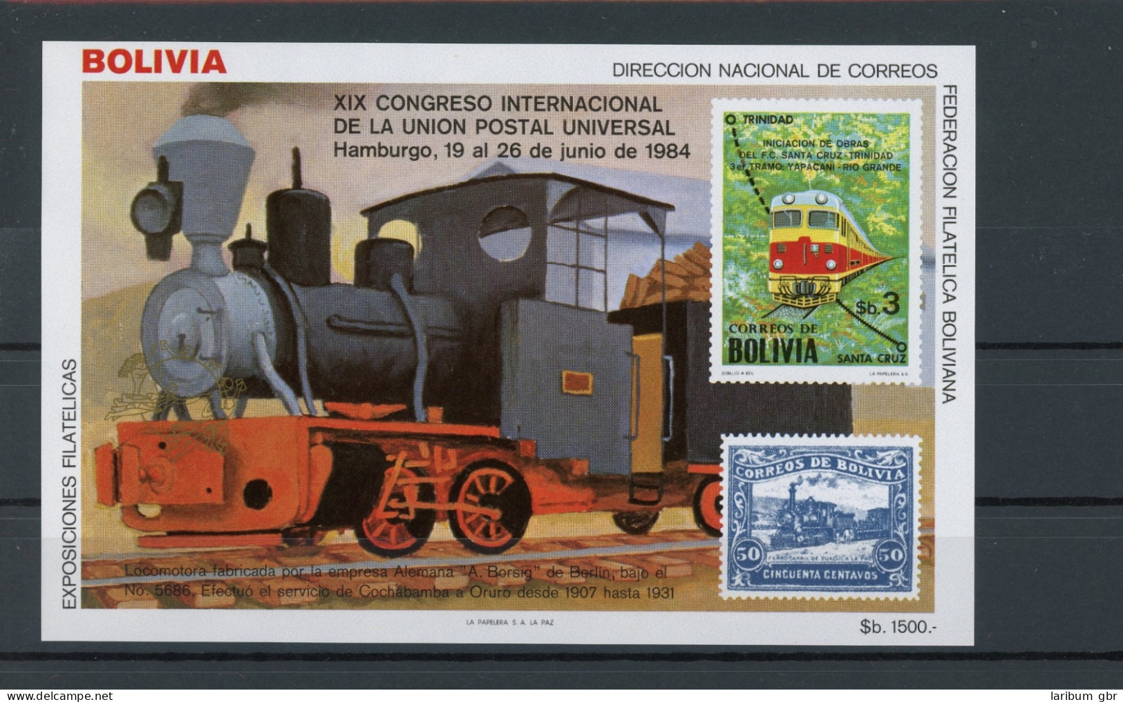 Bolivien Block 138 Postfrisch Eisenbahn #IY832 - Bolivia