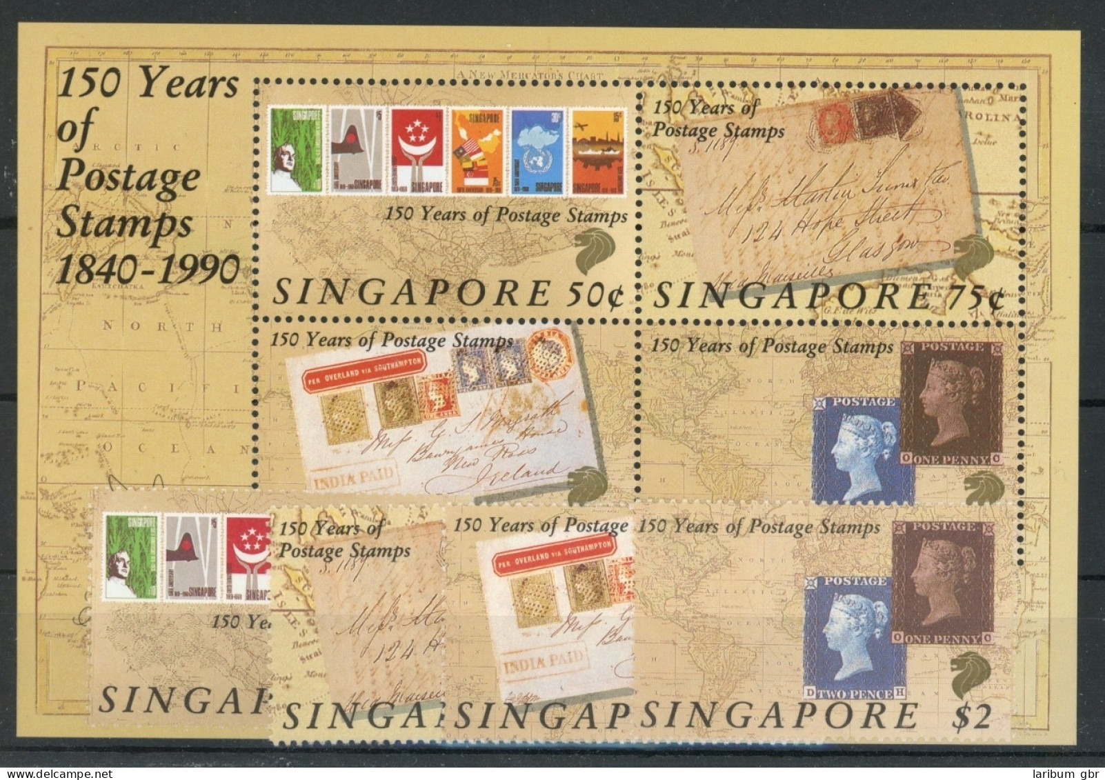 Singapur 594-597, Block 26 Postfrisch 150 Jahre Briefmarke #JK929 - Singapore (1959-...)