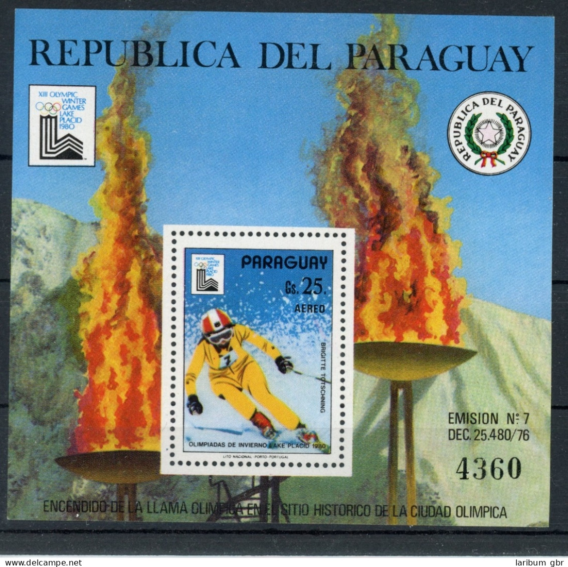Paraguay Block 333 Postfrisch Olympia #JL296 - Paraguay