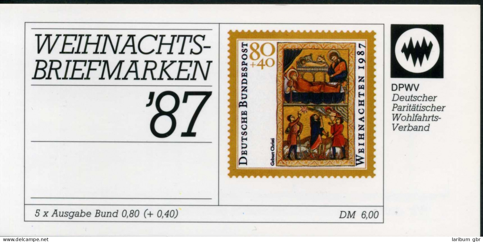 Bund DPWV Markenheftchen 1987 Mit 1346 Bonn Ersttagssonderstempel #IS655 - Sonstige & Ohne Zuordnung