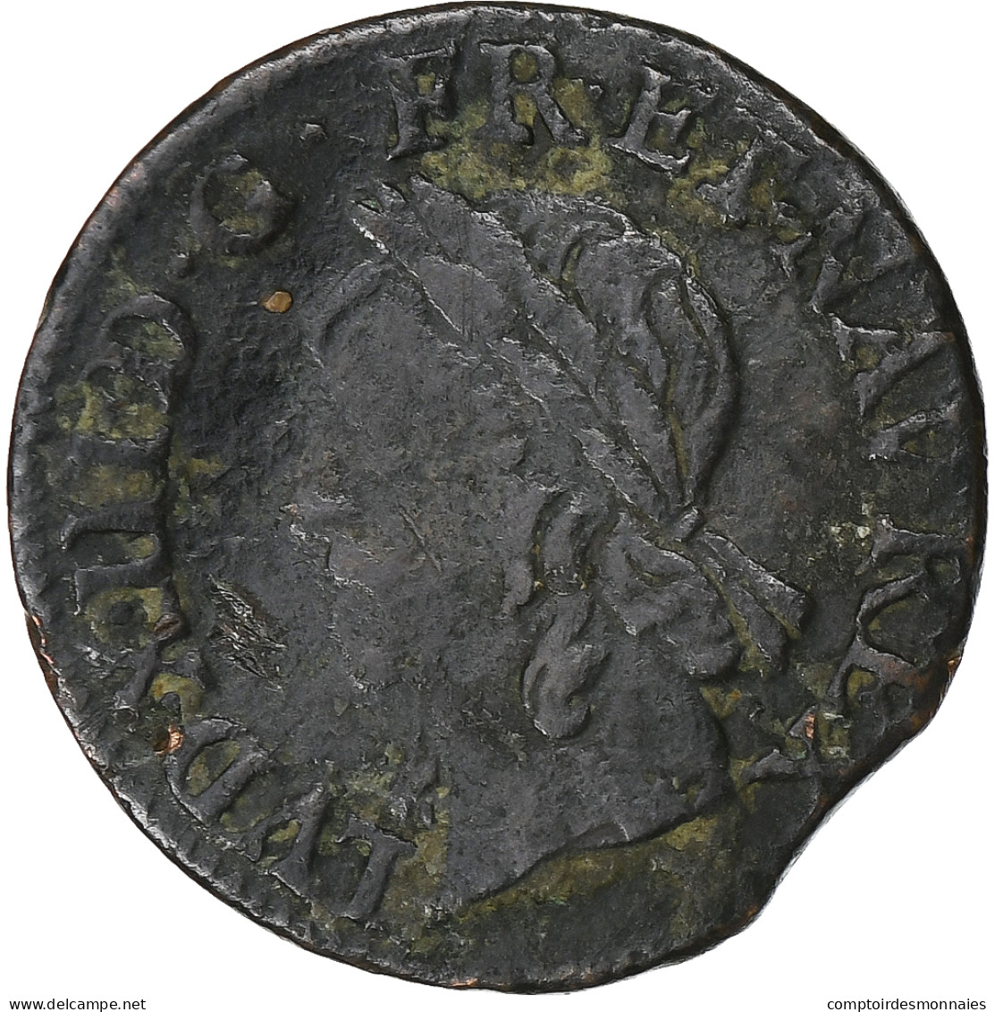 France, Louis XIII, Double Tournois, 1643, Corbeil, Cuivre, TB+, Gadoury:12 - 1610-1643 Louis XIII Le Juste