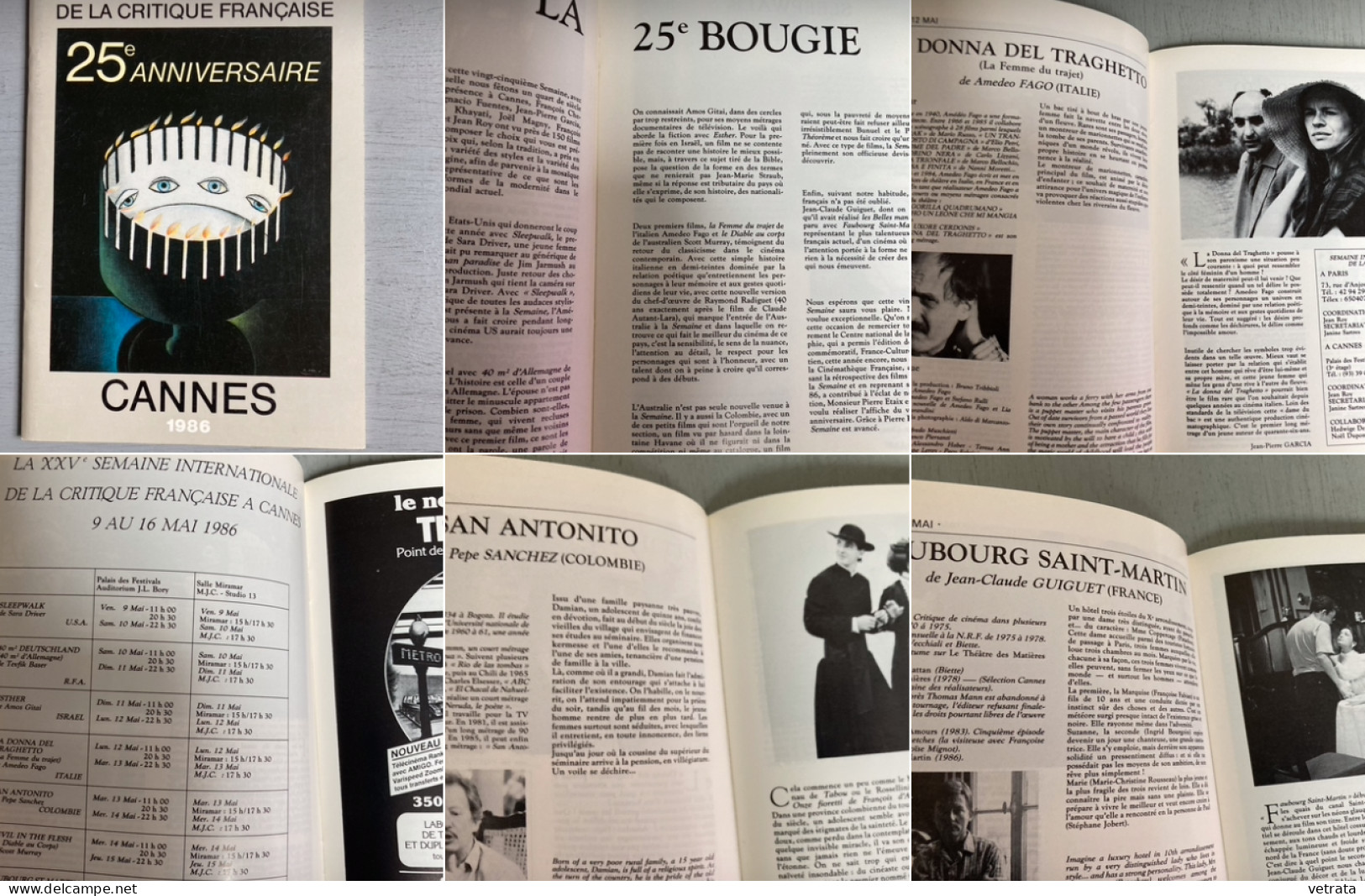 39ème FESTIVAL DE CANNES 1986 : Catalogues :  Quinzaine des Réalisateurs - Plaquette 25° anniversaire de la Semaine de l