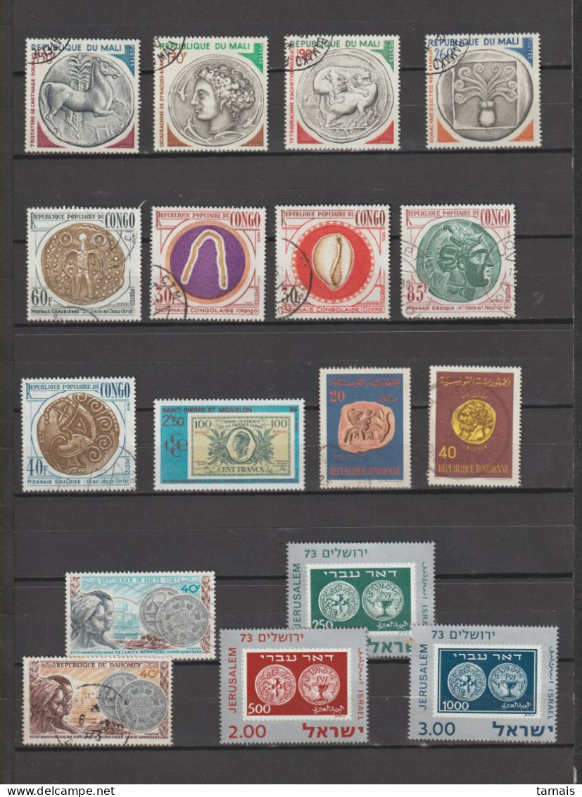 Lot De 17 Timbres Thème  Monnaies Sur Timbre  (lot 188) - Coins