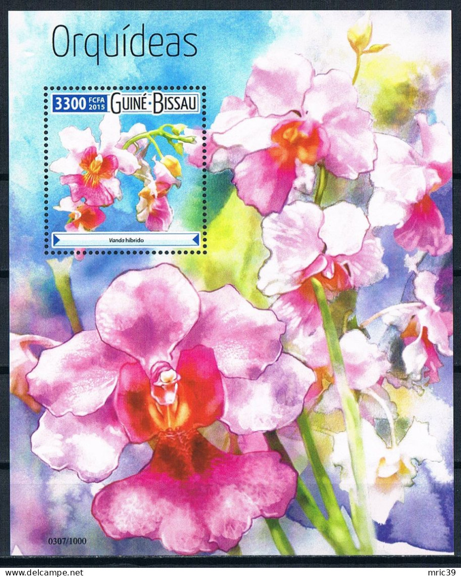 Bloc Sheet  Fleurs Orchidées Flowers Orchids  Neuf  MNH **   Guine Bissau 2015 - Orchidées