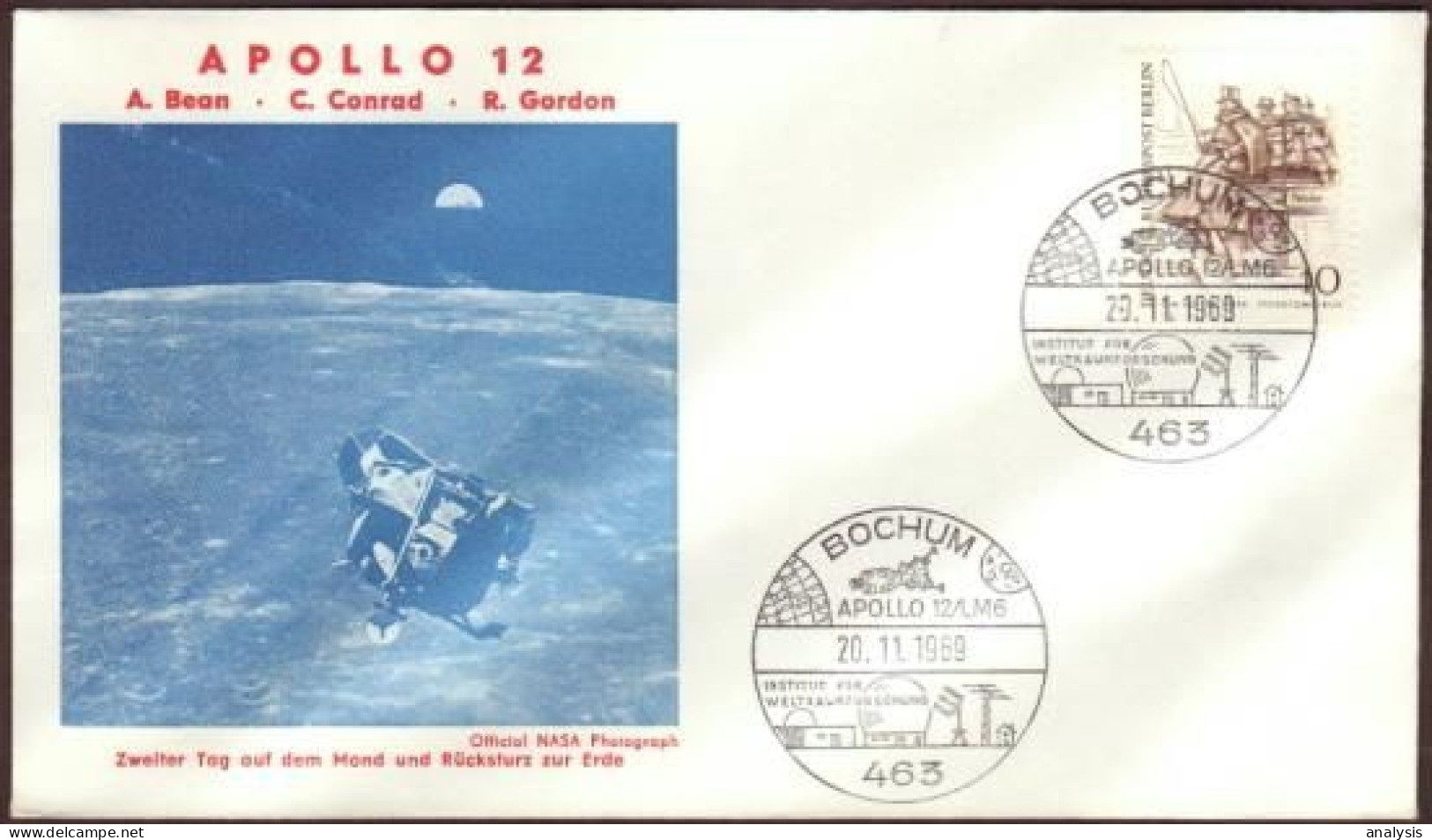 Germany Space Cover 1969. "Apollo 12" - Europe