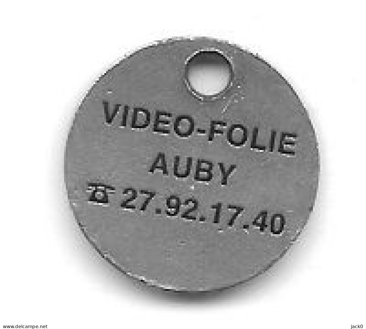 Jeton De Caddie  Occasion  Utilisé, Ville, VIDEO  FOLIE  Verso  VIDEO - FOLIE  AUBY  ( 59 ) - Trolley Token/Shopping Trolley Chip