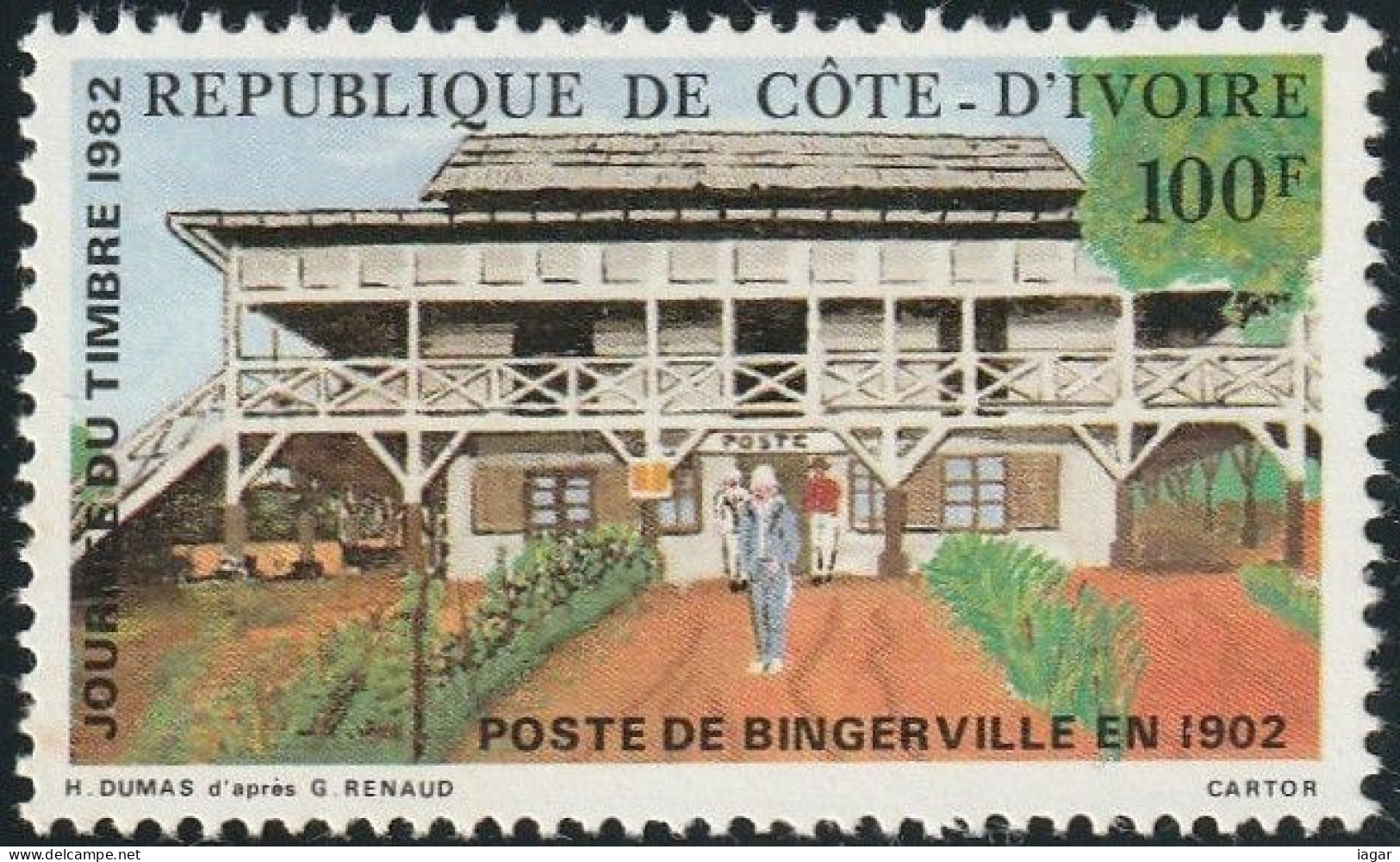 THEMATIC  STAMP DAY:  BINGERVILLE POST IN 1902   -  COTE D'IVOIRE - Tag Der Briefmarke