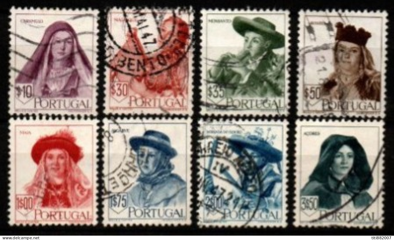 PORTUGAL  -   1947.  Y&T N° 688 à 695 Oblitérés.   Série Complète.   Coiffures - Used Stamps