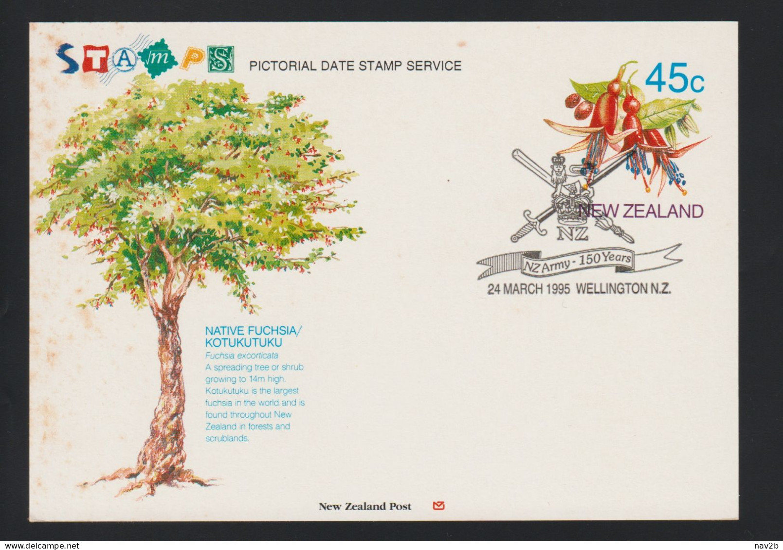 Entier Carte 45 Cts  Cachet Spécial De NZ Army . 150 Ans . 1995 - Enteros Postales