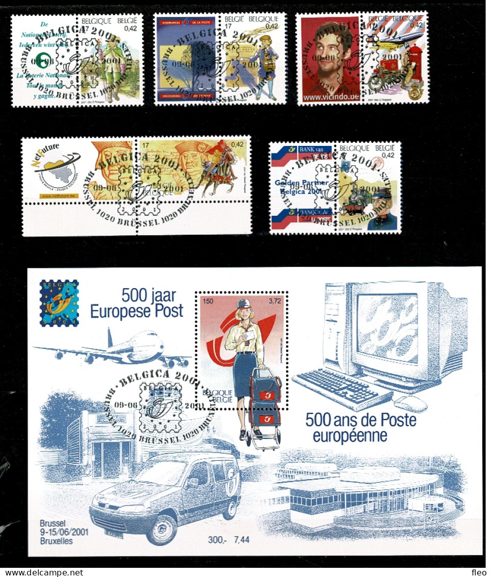 2001 BL91 (3001) & 2996/3000 Postfris Met 1édag Stempel : HEEL MOOI ! MNH Avec Cachet 1er Jour "  BELGICA 2001 - Neufs