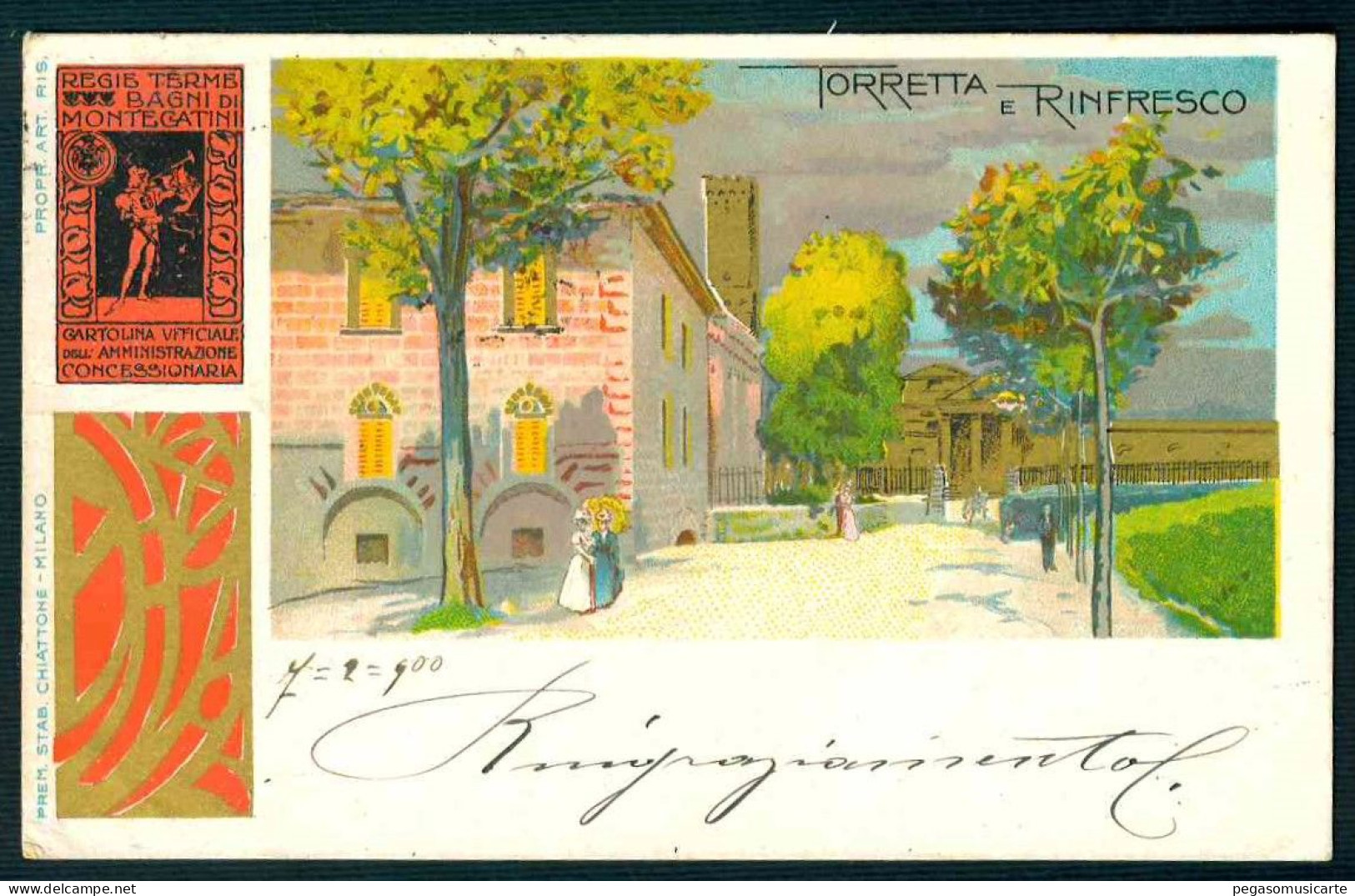 BK039 TORRETTA E RINFRESCO  - REGIE TERME BAGNI DI MONTECATINI PISTOIA - 1900 STORIA POSTALE - Other & Unclassified