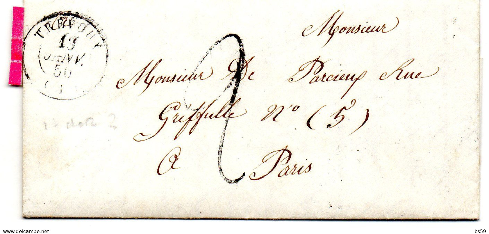 Ain - LAC (13/01/1850) Non Affr - Tàd Type 15 Trévoux (1ère Date Du Tàd Type 15?) - 1849-1876: Période Classique