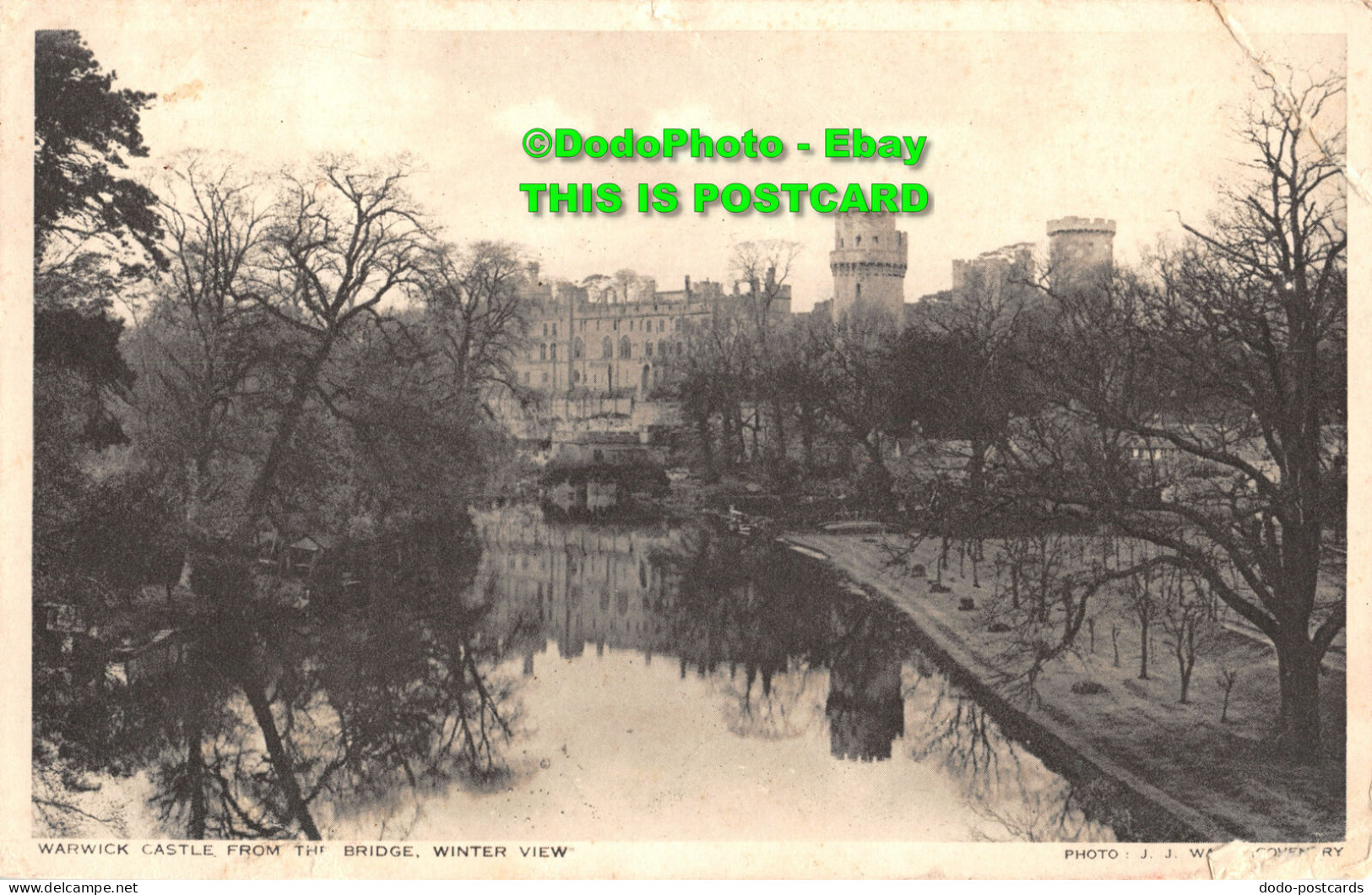 R455389 Warwick Castle From The Bridge. Winter View. J. J. Ward. Special Photo A - World