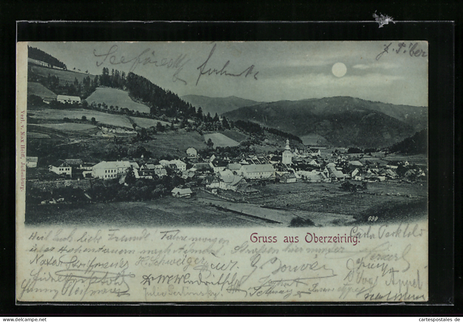 Mondschein-AK Oberzeiring, Teilansicht Mit Bergen  - Other & Unclassified