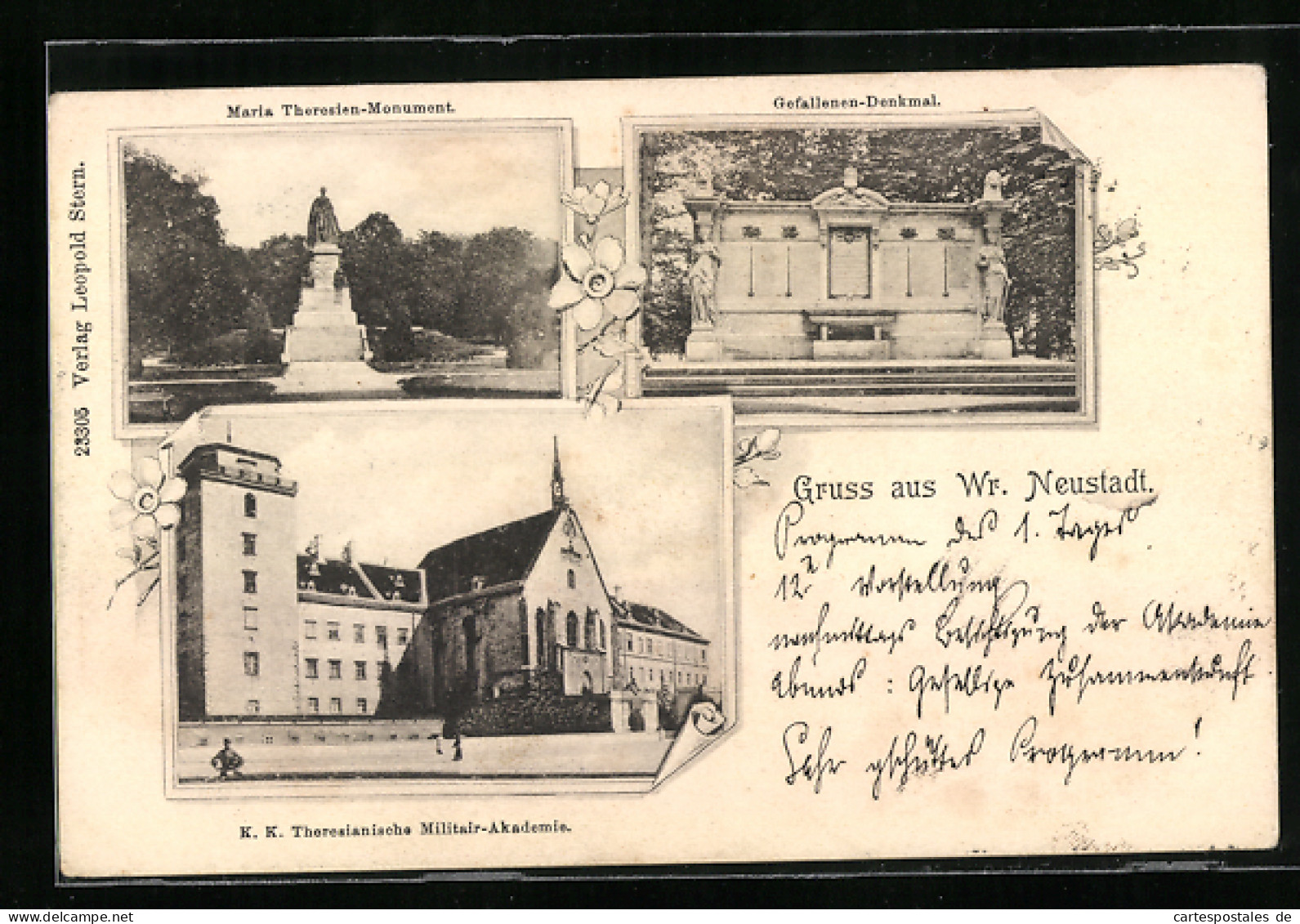 AK Wr. Neustadt, K. K. Theresianische Militair-Akademie, Maria Theresien-Monument, Gefallenen-Denkmal  - Autres & Non Classés