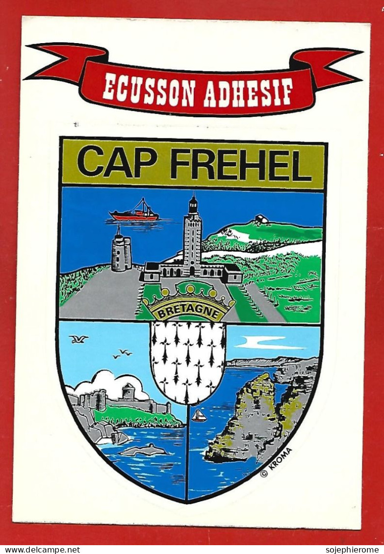 Cap Fréhel (Plévenon 22) écusson Adhésif Autocollant Blason Phare 2scans - Cap Frehel