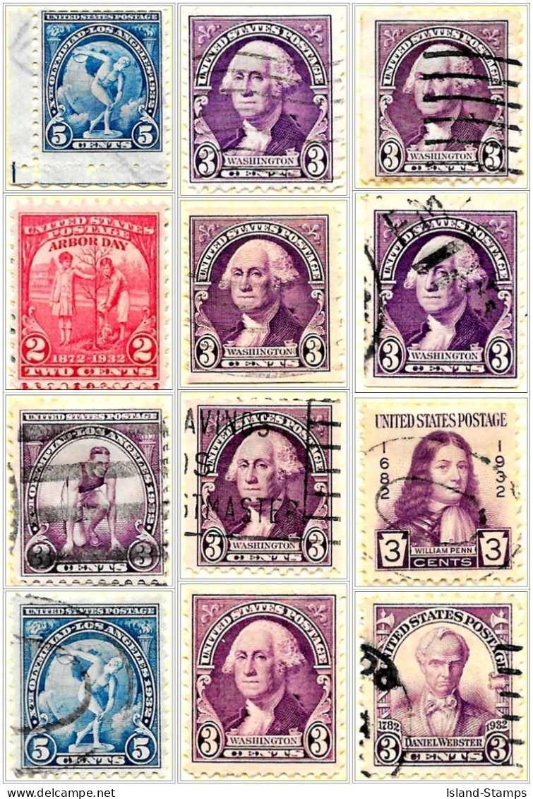 USA 13 X Various 1932 Stamps Used (as Scans) - Gebraucht