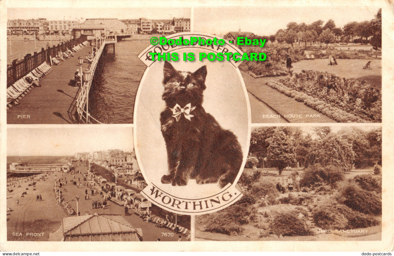 R455414 Good Luck From Worthing. 7670. Norman. S. And E. 1956. Multi View - World