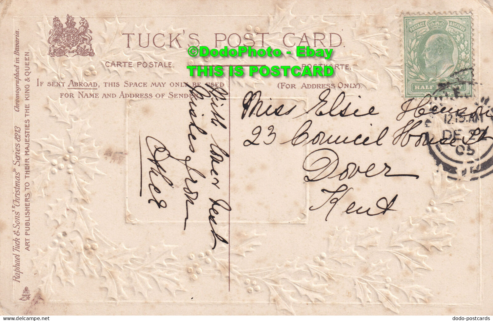 R455424 Christmas Greetings. Tuck. Christmas Series 8213. 1905 - World