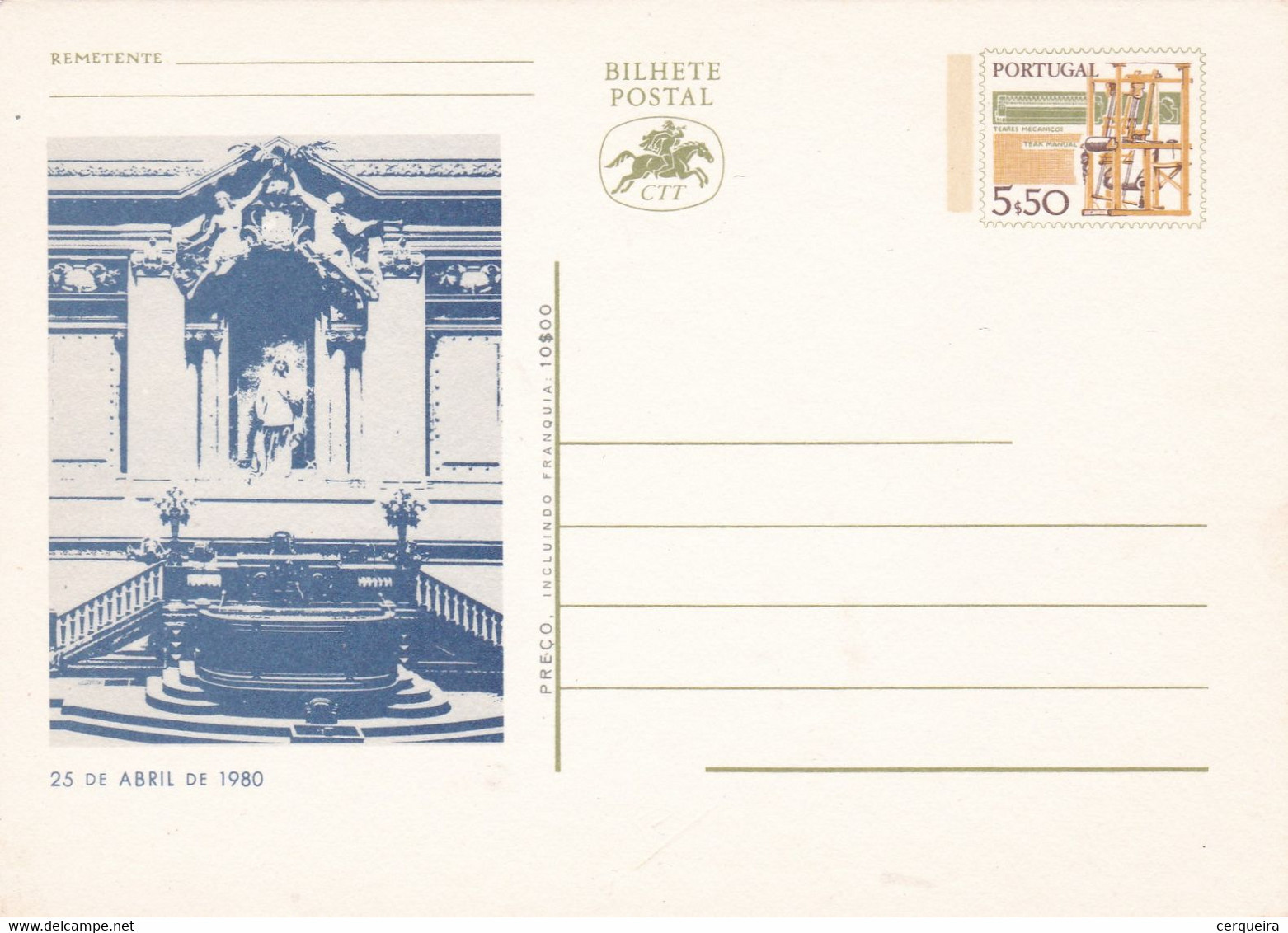 PORTUGAL - BILHETE POSTAL - INTEIRE STATIONERY-25 DE ABRIL DE 1980 - Ganzsachen