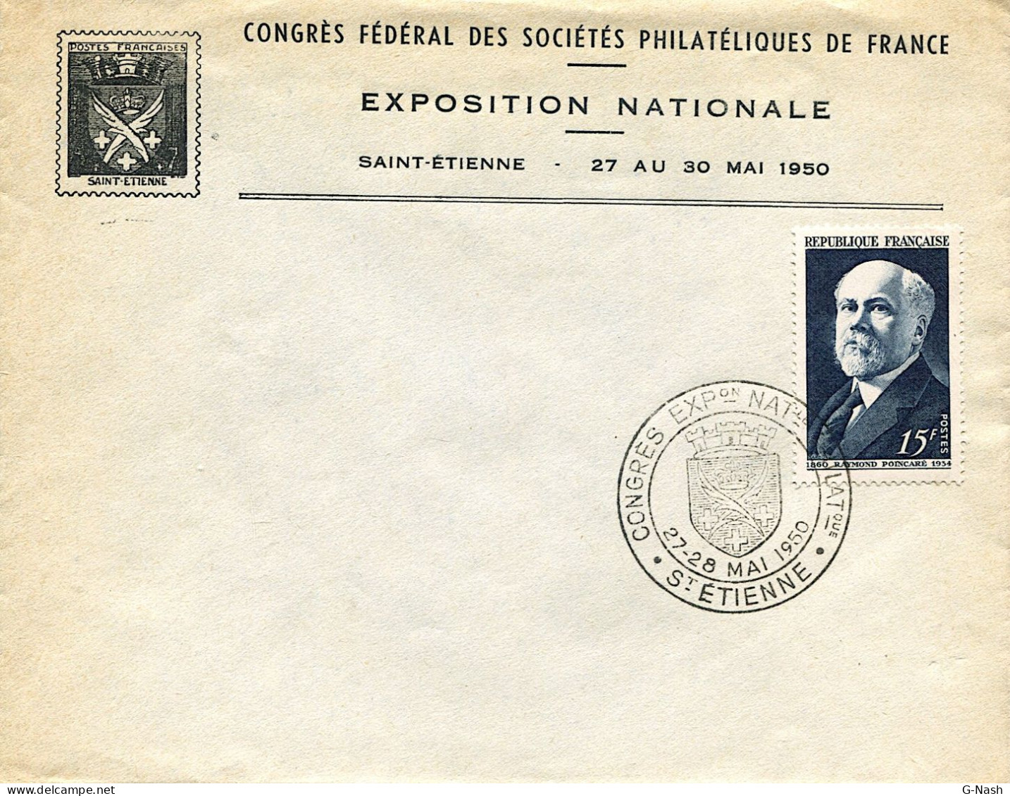 Congrès Philatélique National - Saint Etienne Le 27 Et 28 Mai 1950 - Gedenkstempels