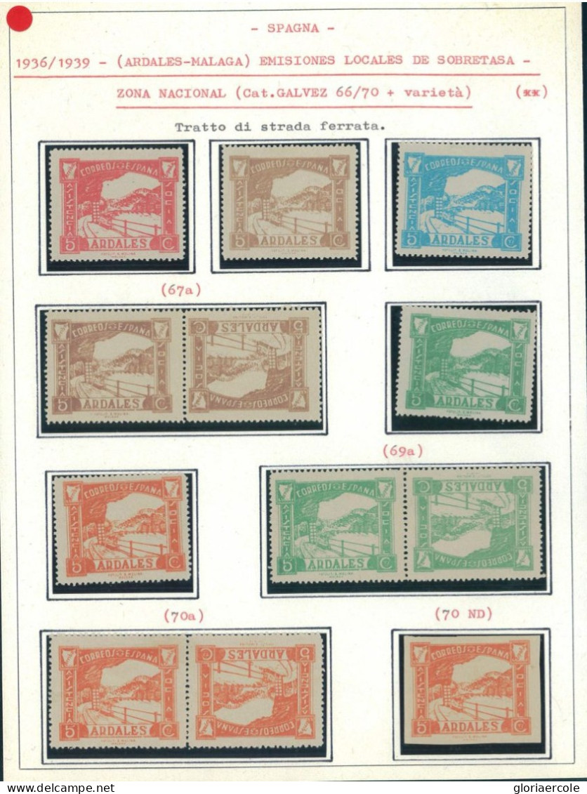 P3098 - SPAIN, CIVIL WAR, ARDALES, VARIOUS STAMPS CAT. GALVEZ 66/70, PLUS 2 TETE-BECHE AND A BLOCK OF 4 WITH TETE BECHE - Trains