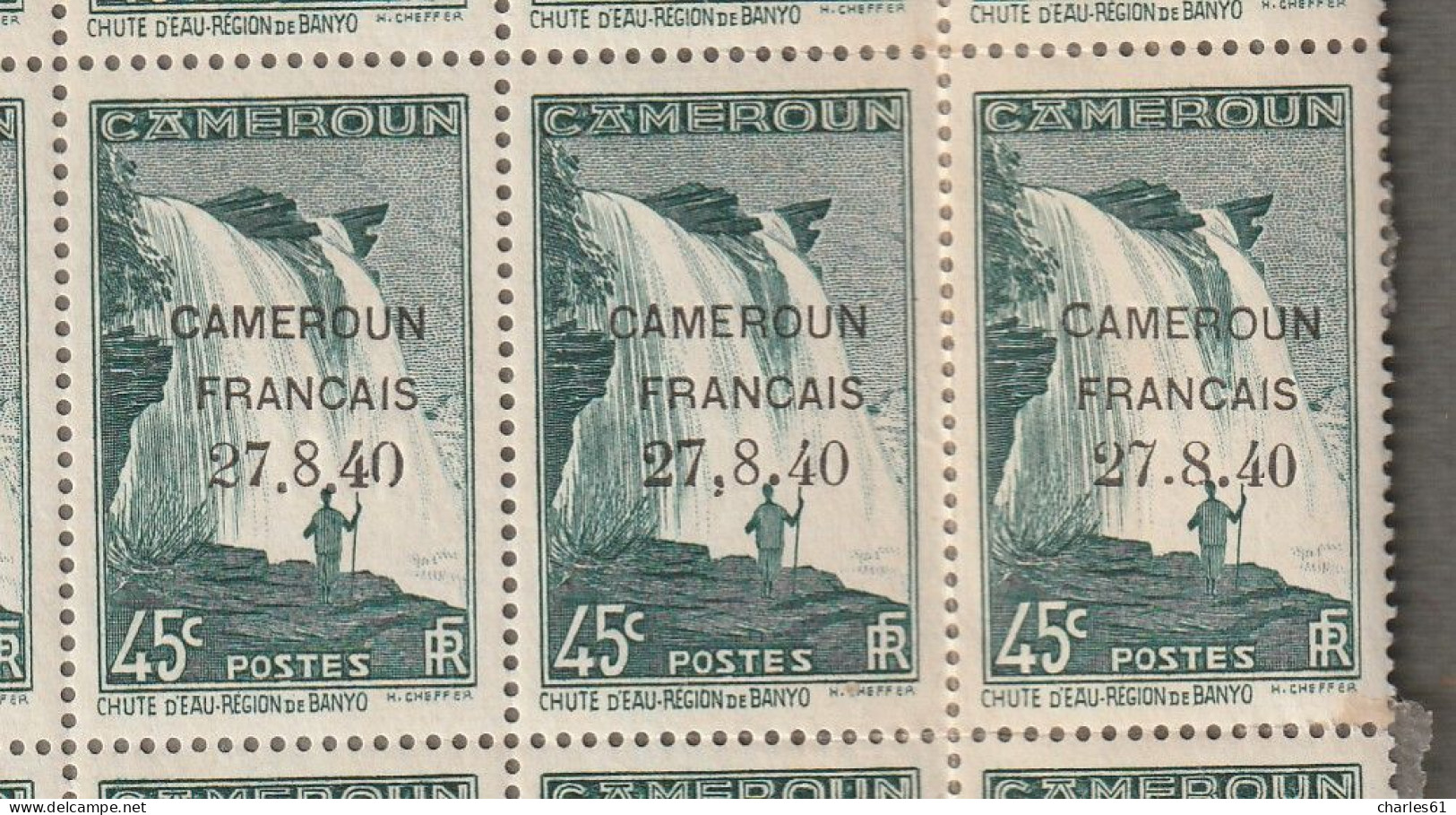 CAMEROUN - N°218+218a+218b+218c ** (1940) Plusieurs Variété : "0" Cassé Et "4"fermé , Virgule Après "7" , Gros "8"... - Neufs