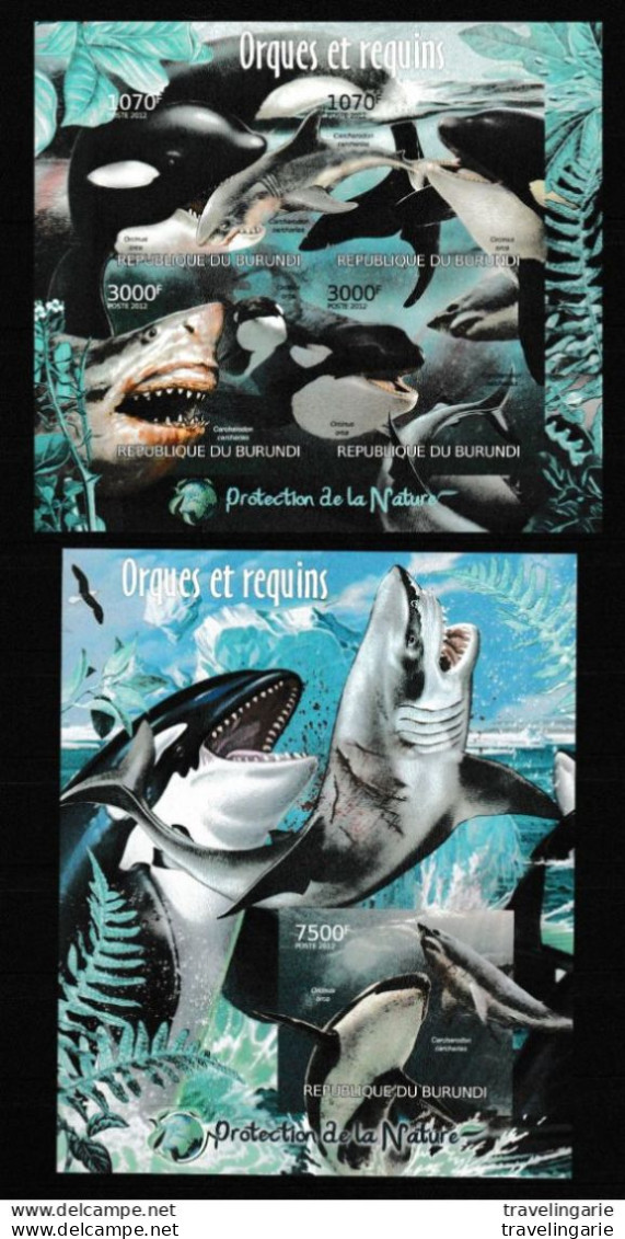 Burundi 2012 Blocs Orca's And Sharks S/S Imperforate ND MNH/ ** - Poissons