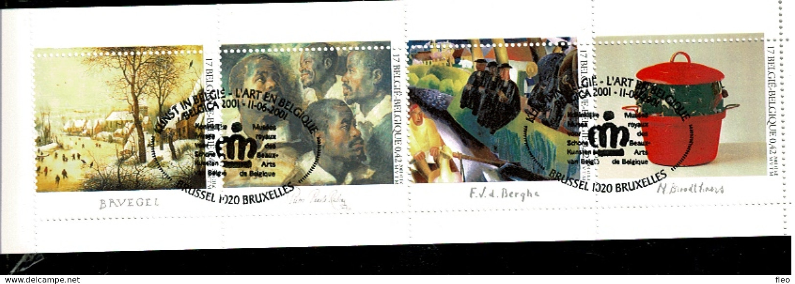 2001 B37 (3004/3007)   Postfris Met 1édag Stempel : HEEL MOOI ! MNH Avec Cachet 1er Jour "   KUNST / L'ART  " - 1953-2006 Modernes [B]