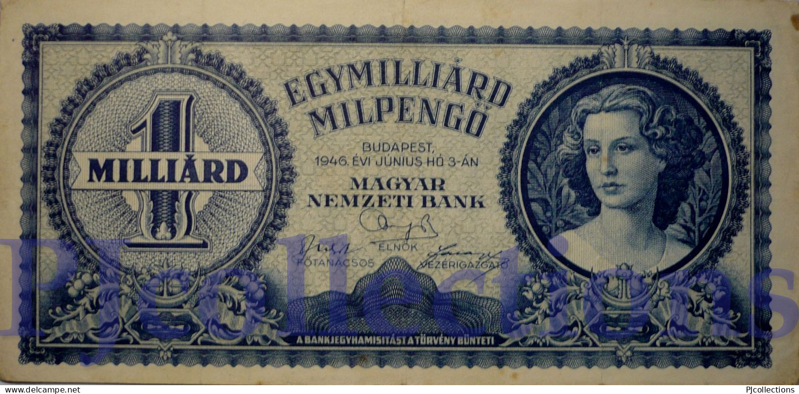 HUNGARY 1 MILIARD MILPENGO 1946 PICK 131 VF+ - Ungheria