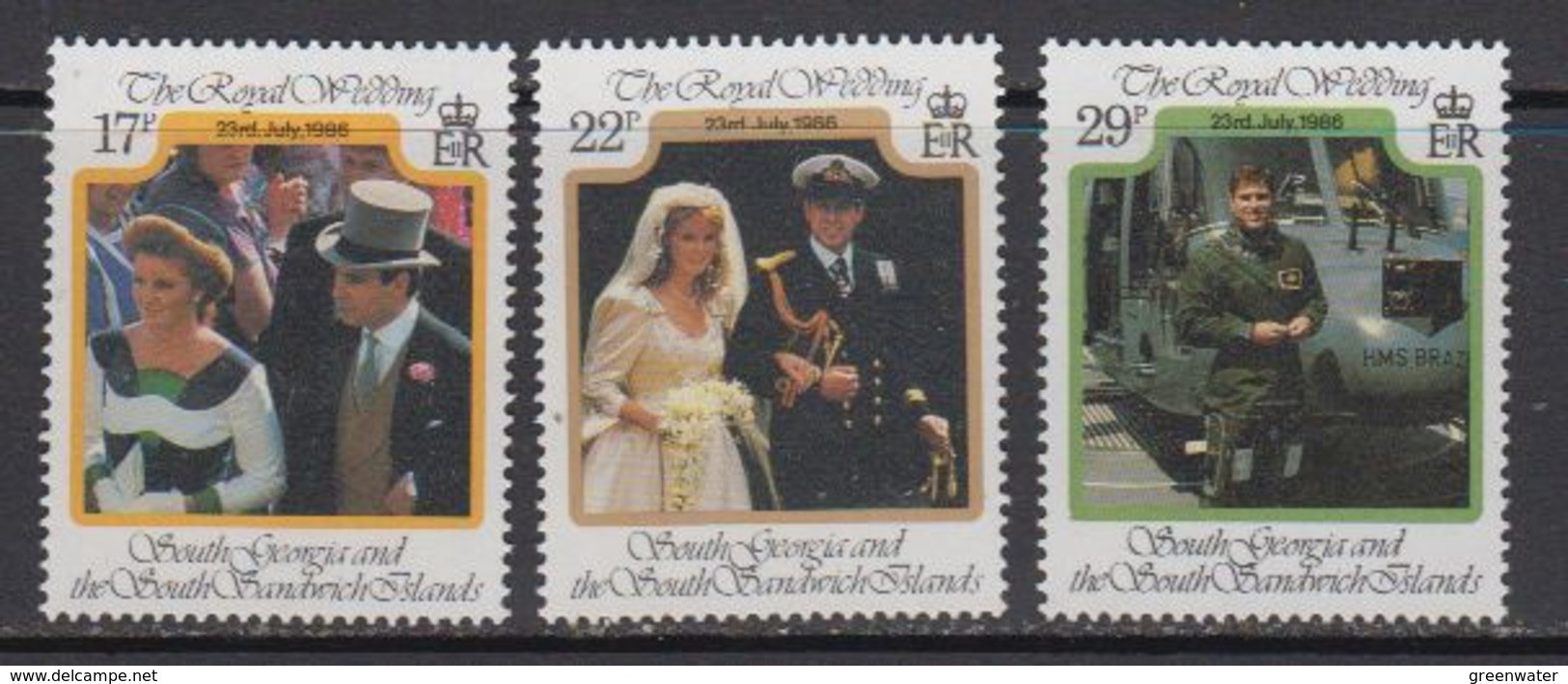 Falkland Islands Dependencies (FID) 1986 Royal Wedding Of Prince Andrew 3v ** Mnh (59821) - South Georgia