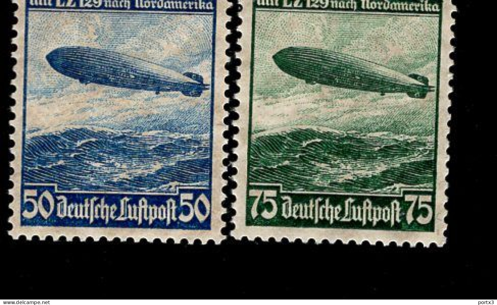Deutsches Reich 606 - 607 Luftschiff Hindenburg Mint Without Gum (*) - Unused Stamps