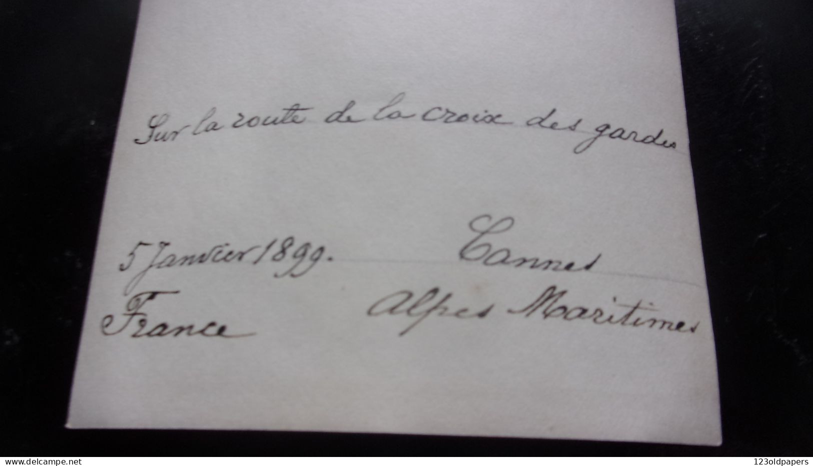 06 BELLE PHOTO DE CANNES 1899 LEGENDEE   SUR LA ROUTE  DE LA CROIX DES GARDES JANVIER 1899 - Cannes