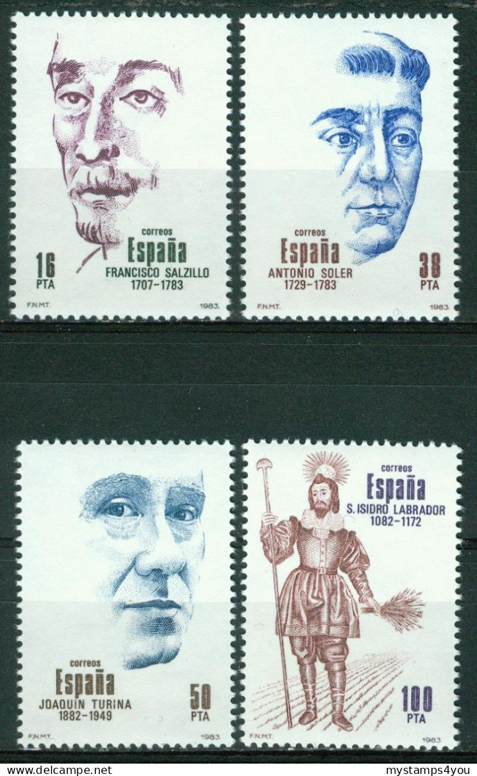 Bm Spain 1983 MiNr 2587-2590 MNH | F. Salzillo. A. Soler. J. Turina. St. Isidro Labrador #kar-1002-1 - Unused Stamps