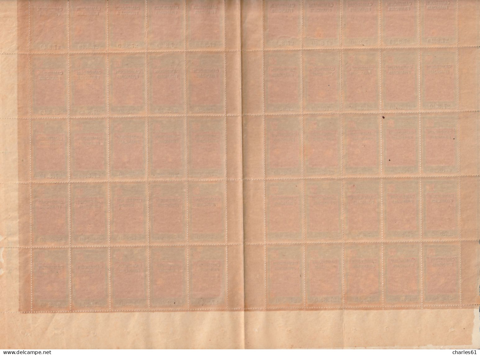 CAMEROUN - N°202b ** (1940) Panneau De 50 Timbres : Variété "2 De 27 Plus Petit Et Bouclé" - Ongebruikt