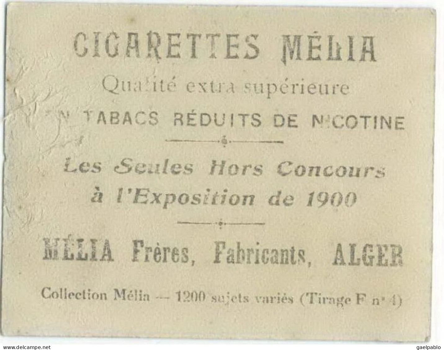 CIGARETTES MELIA   -     DERMONT   -   Tirage F  N° 4 - Melia