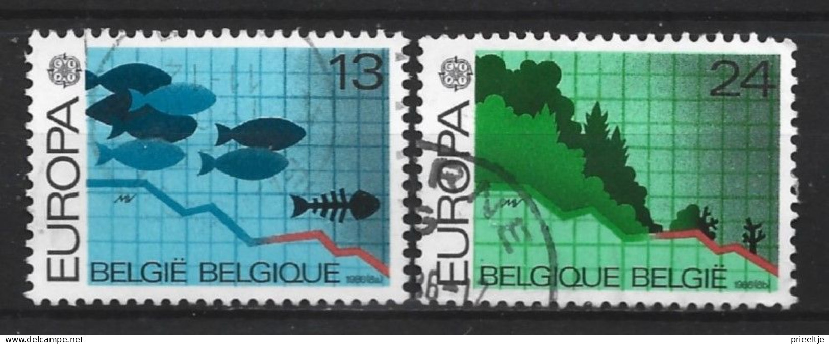 Belgie 1986 Bescherming Natuur En Leefmilieu OCB 2211/2212(0) - Gebraucht