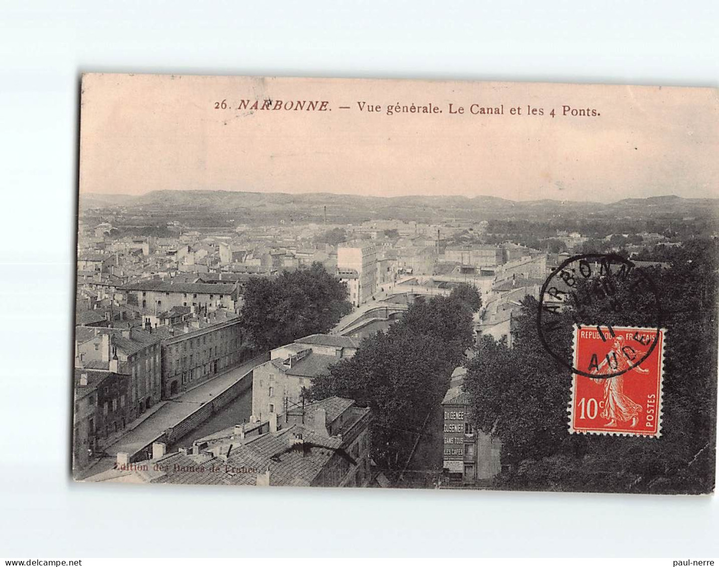 NARBONNE : Vue Générale, Le Canal Et Les 4 Ponts - état - Narbonne