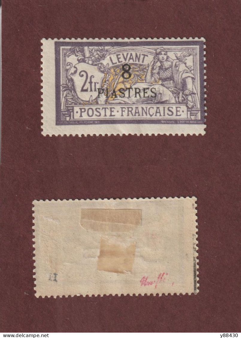 LEVANT - 22 De 1902/1920 - Neuf * - Timbre Signé Au Dos - Type Merson Surchargé  8pi. Sur 2f. Violet Et Jaune - 3 Scan - Unused Stamps