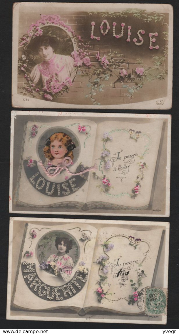 Lot De 3 Cartes Avec Prénom ( 2 Louise Et 1 Marguerite) - Voornamen