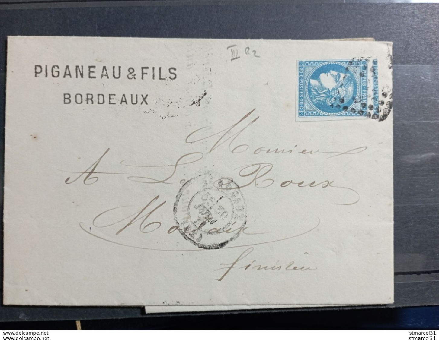 1er CHOIX/LUXE N°46Ba Foncé, Un Très Grand Voisin Sur Lettre - 1870 Emission De Bordeaux