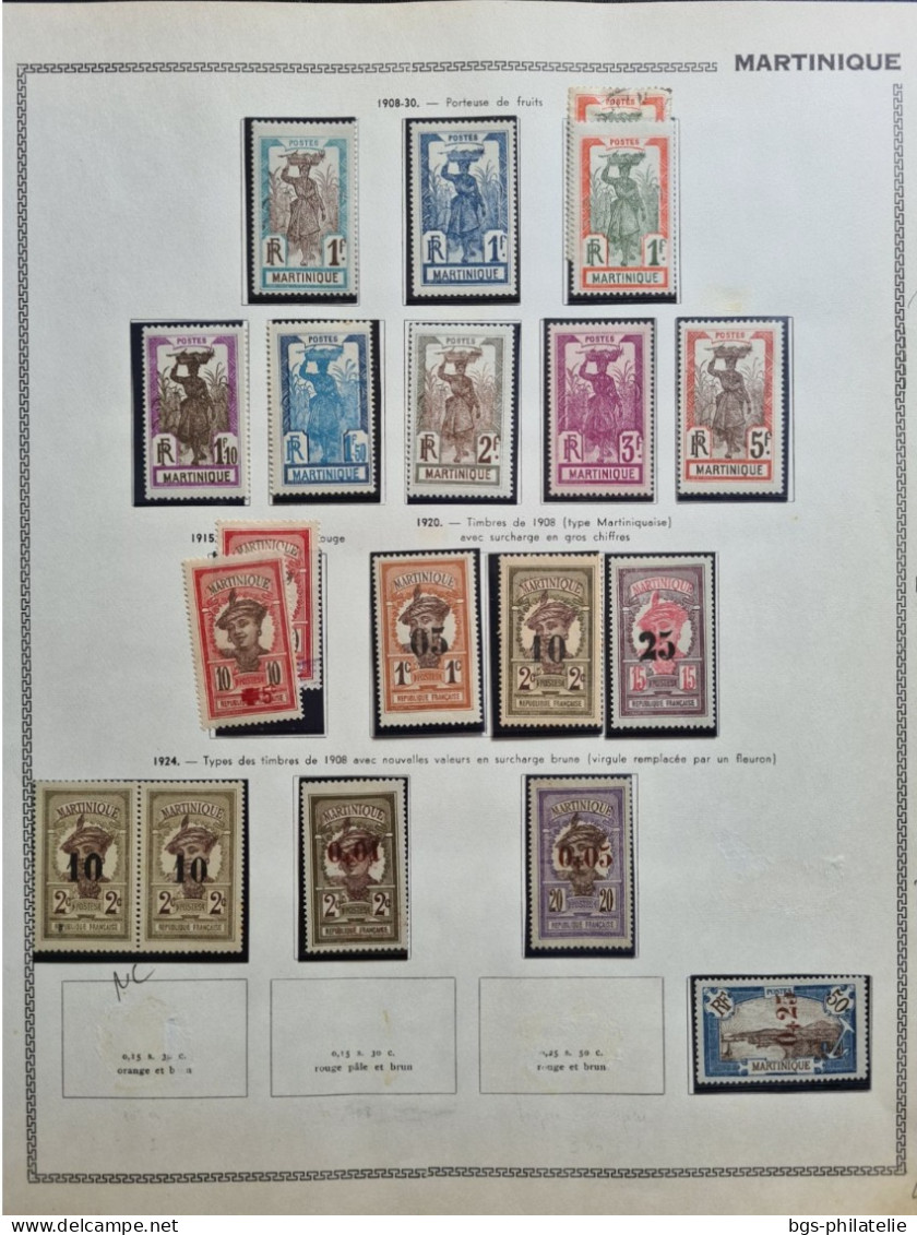 Collection De Timbres De La Martinique Neufs *(avec Charnières) Et Quelques Oblitérés. - Collections (sans Albums)