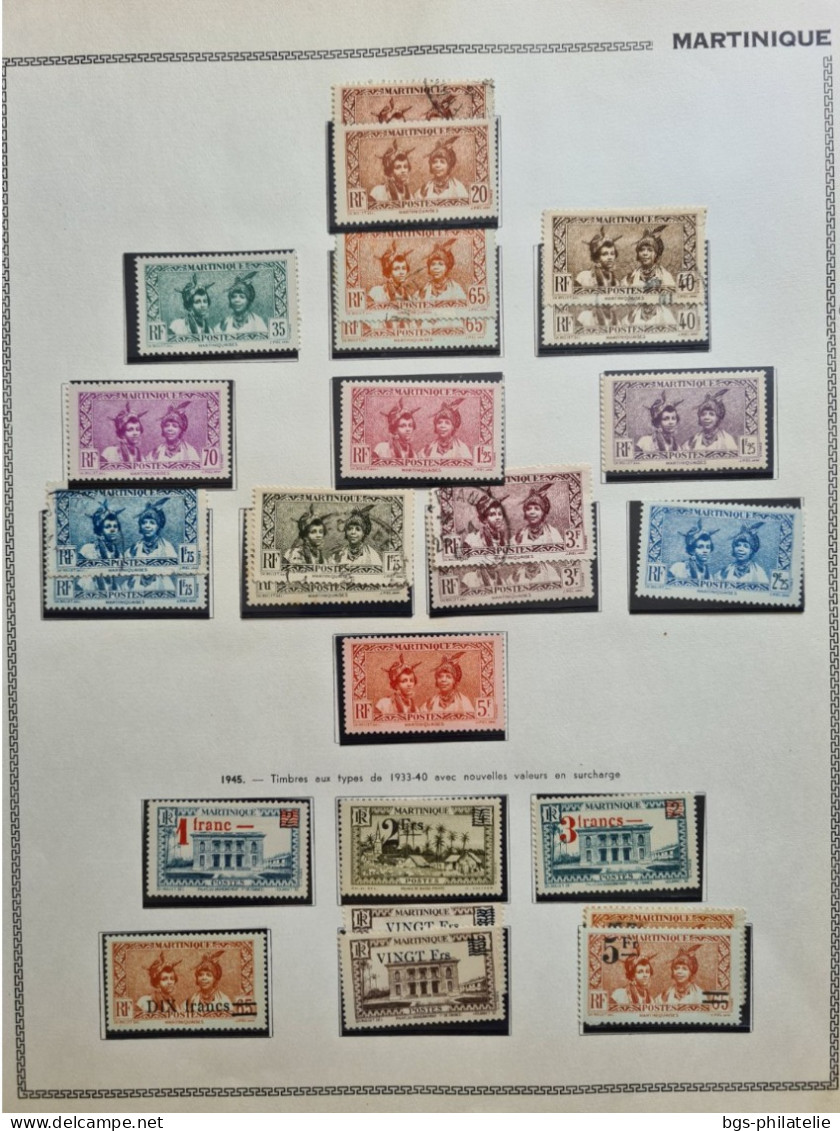 Collection de timbres de la Martinique neufs *(avec charnières) et quelques oblitérés.