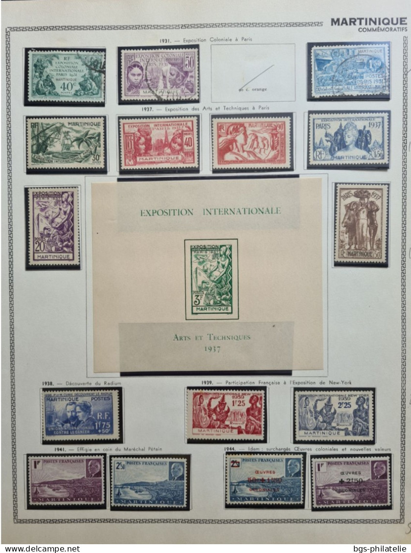 Collection de timbres de la Martinique neufs *(avec charnières) et quelques oblitérés.