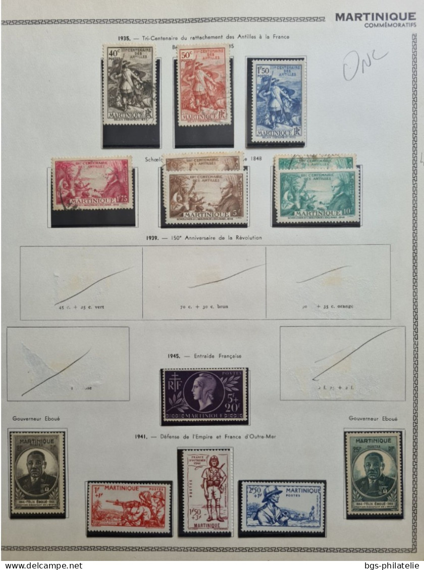 Collection de timbres de la Martinique neufs *(avec charnières) et quelques oblitérés.