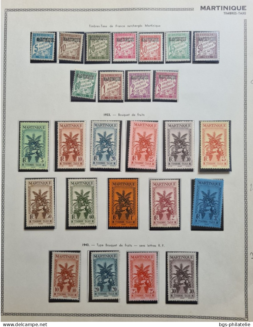 Collection de timbres de la Martinique neufs *(avec charnières) et quelques oblitérés.