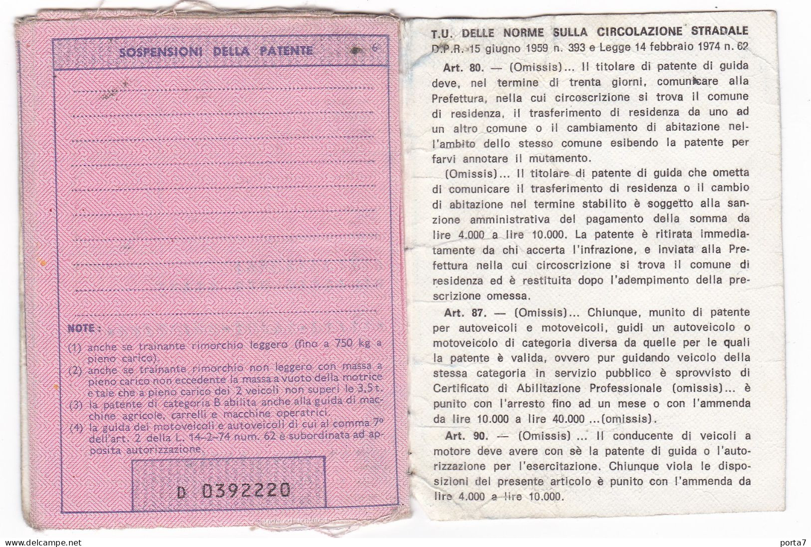 PATENTE  DI GUIDA - PERMIS DE CONDUIRE - TORINO - ANNO 1988 - MARCA DA 70.000 LIRE - Non Classés