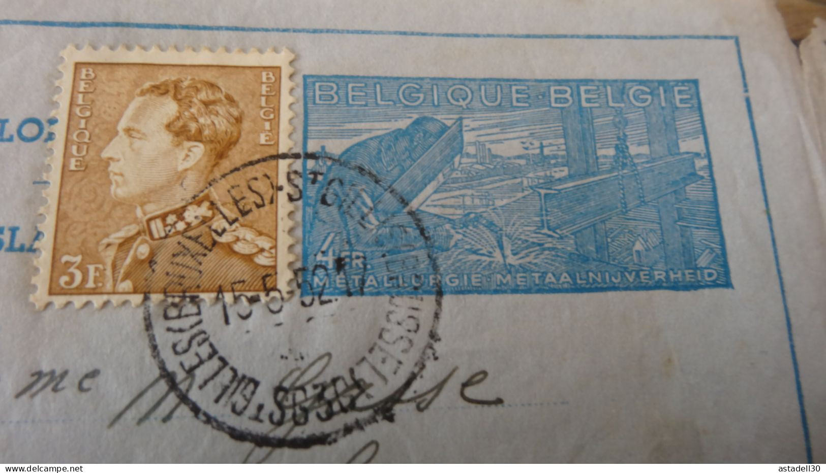 Entier Postal BELGIQUE Avec Complément 1952  ............. BOITE1  ....... 539 - Other & Unclassified